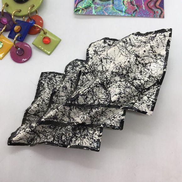 Vintage Lot Handmade Brooch Artisan Paper Craft Statement Mod Pop Art Jewelry - Picture 3 of 7